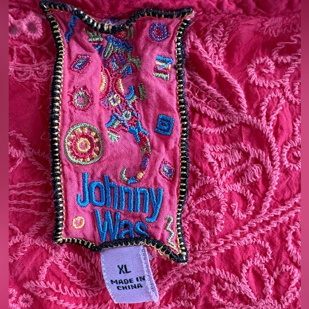 Johnny Was Red Eliza Wayne Tank Women’s Eyelet Festival Boho Hippy Size XL - Picture 4 of 7